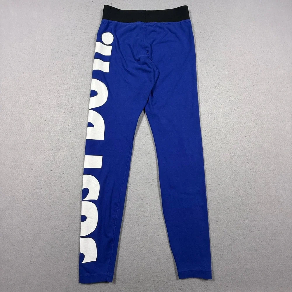 Nike Just Do It Leggings Blue Graphic Athletic Tights Womens Small